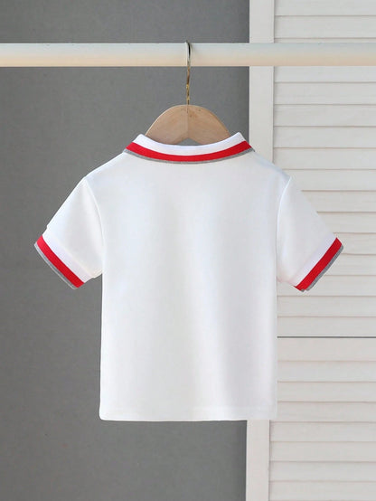 Playful Pals Baby Boy Knitted Polo Tops. It's Suitable For Wearing When Going On Outings, Attending School, Or At Parties.Tops Unisex Summer.