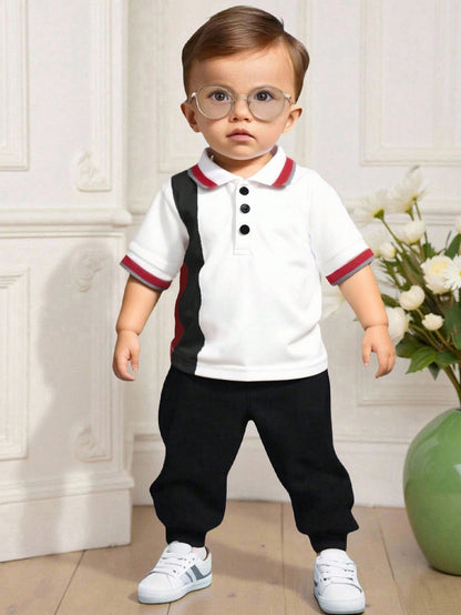 Playful Pals Baby Boy Knitted Polo Tops. It's Suitable For Wearing When Going On Outings, Attending School, Or At Parties.Tops Unisex Summer.
