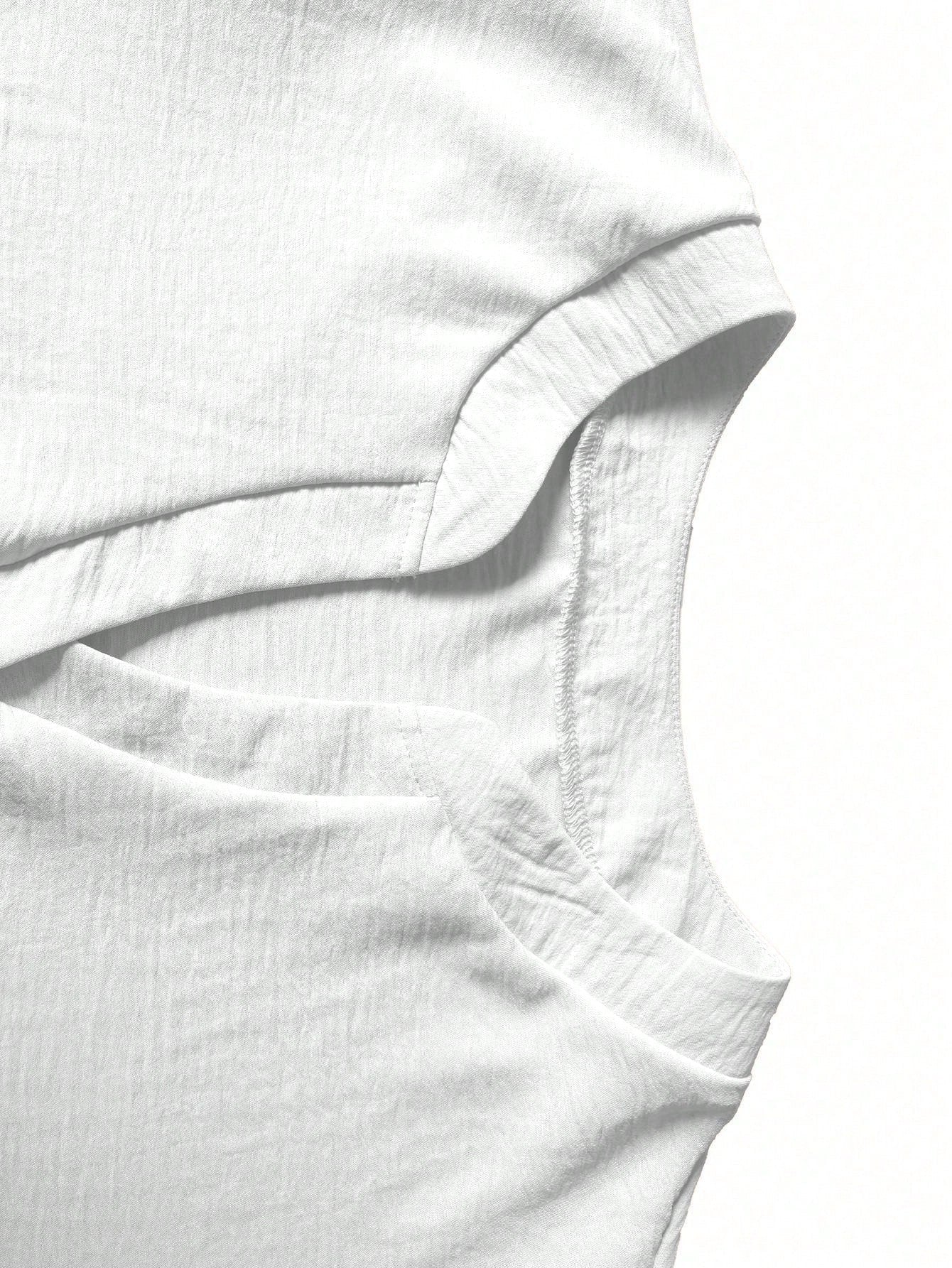 Plus Size Women V-Neck Ruffle Sleeve Blouse White Spring