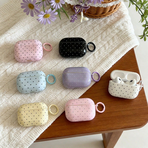 Polka Dot Minimalist Solid Color Small Polka Dot Hanging Ring Earphone Case Compatible With AirPods Pro 3, New Pro 2, Cute Apple 4 Minimalist 3, Personalized 1/2 Earphone Case For Women