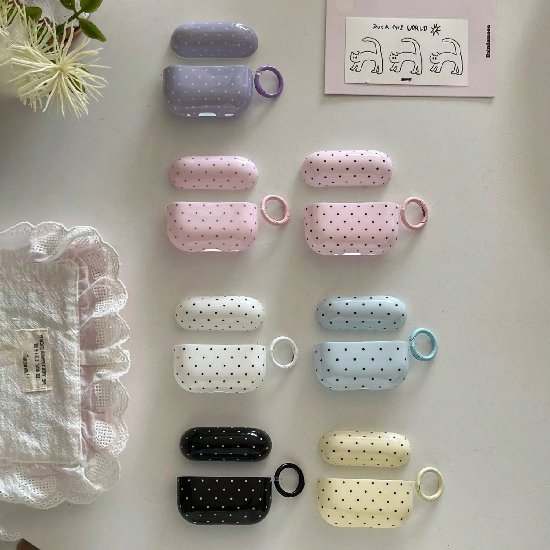 Polka Dot Minimalist Solid Color Small Polka Dot Hanging Ring Earphone Case Compatible With AirPods Pro 3, New Pro 2, Cute Apple 4 Minimalist 3, Personalized 1/2 Earphone Case For Women