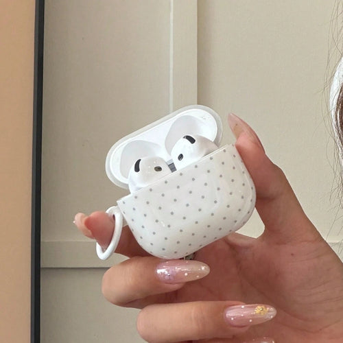 Polka Dot Minimalist Solid White Polka Dot Hanging Ring Earphone Case Compatible With AirPods Pro 3, New Pro 2, Cute Apple 4 Minimalist 3, Personalized 1/2 Earphone Case For Women