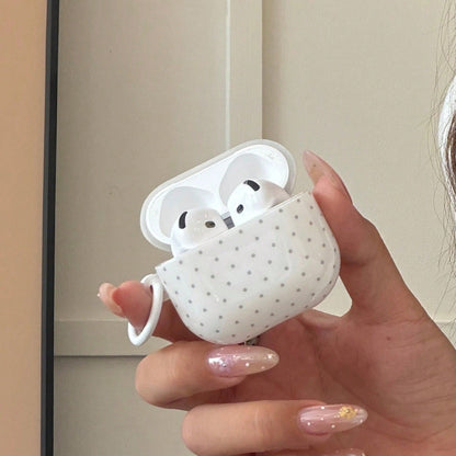 Polka Dot Minimalist Solid White Polka Dot Hanging Ring Earphone Case Compatible With AirPods Pro 3, New Pro 2, Cute Apple 4 Minimalist 3, Personalized 1/2 Earphone Case For Women