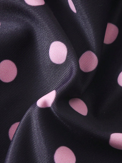 Polka Dot Print Backless Bikini Set, Sexy Beach Vacation Pink Summer