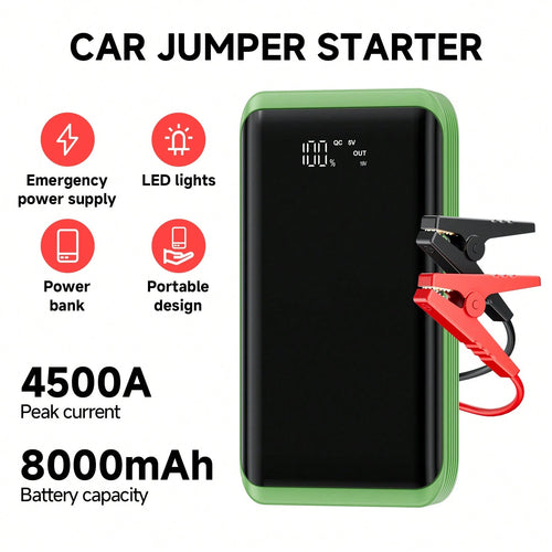 Portable 4500A Car Battery Jump Starter 12V, Fast Emergency Start For Dead Flat Battery, USB Charger & LED Flashlight, Compact Roadside Rescue Kit, Ideal Gift For Husband Dad Son, Winter-Ready Gear