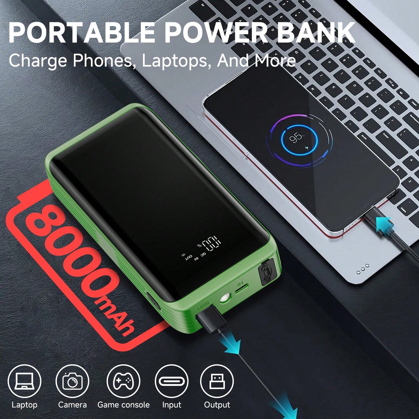 Portable 4500A Car Battery Jump Starter 12V, Fast Emergency Start For Dead Flat Battery, USB Charger & LED Flashlight, Compact Roadside Rescue Kit, Ideal Gift For Husband Dad Son, Winter-Ready Gear
