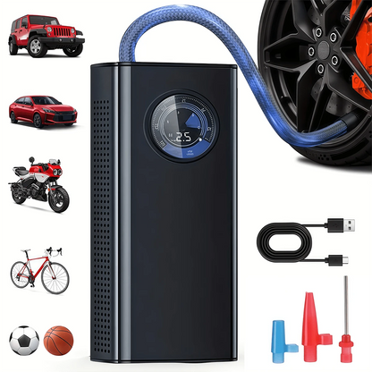 Portable Car Tire Air Pump 150PSl Digital Display Air Pump, With LED Lighting, Wireless Usb Charging, Compact And Lightweight, Suitable For Portable Emergency Equipment Such As Bicycles And Car Balls
