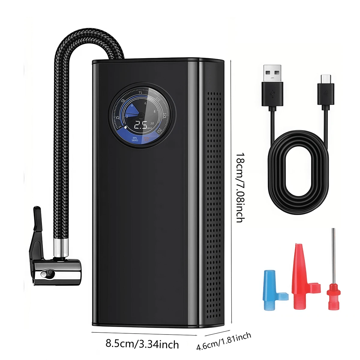 Portable Car Tire Air Pump 150PSl Digital Display Air Pump, With LED Lighting, Wireless Usb Charging, Compact And Lightweight, Suitable For Portable Emergency Equipment Such As Bicycles And Car Balls