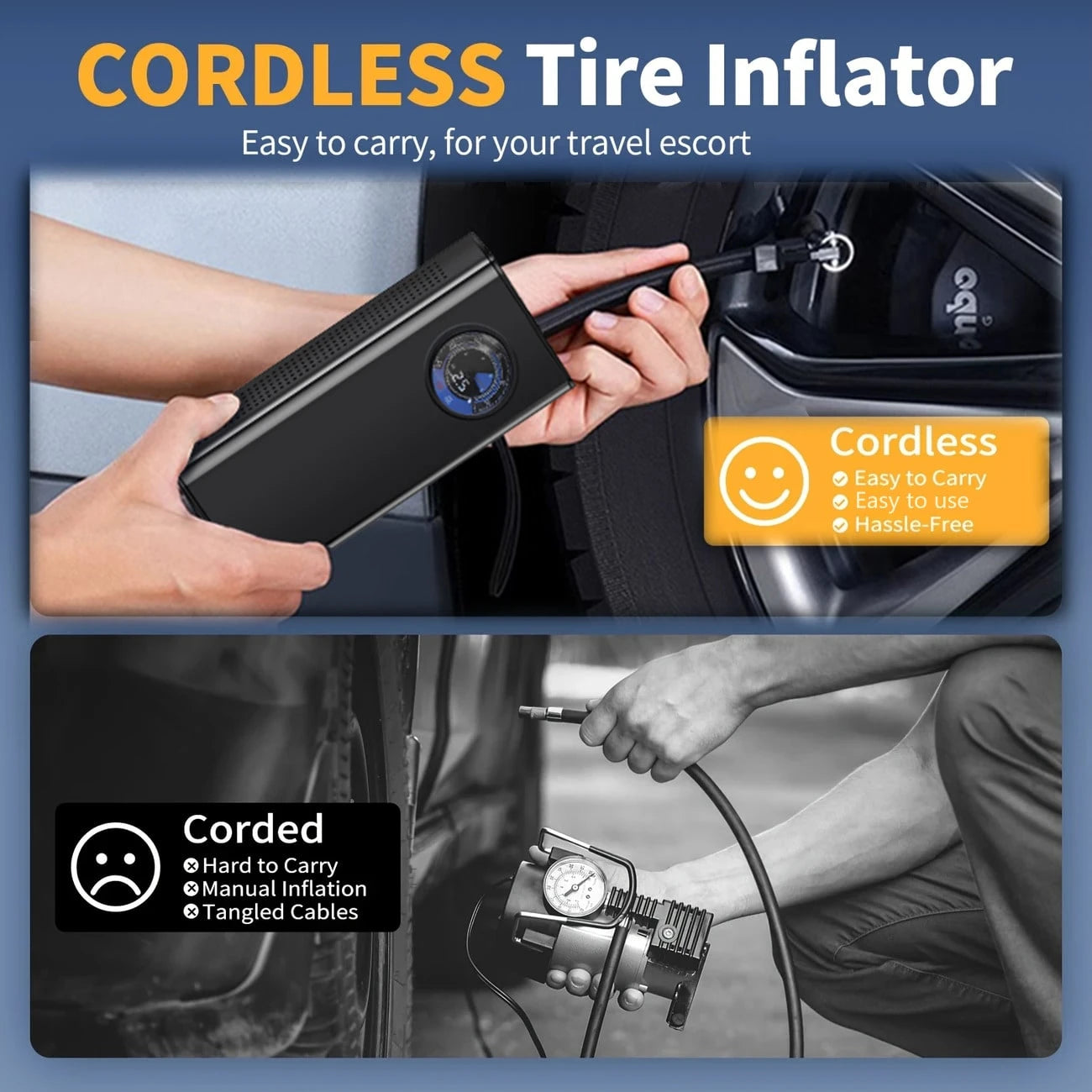 Portable Car Tire Air Pump 150PSl Digital Display Air Pump, With LED Lighting, Wireless Usb Charging, Compact And Lightweight, Suitable For Portable Emergency Equipment Such As Bicycles And Car Balls