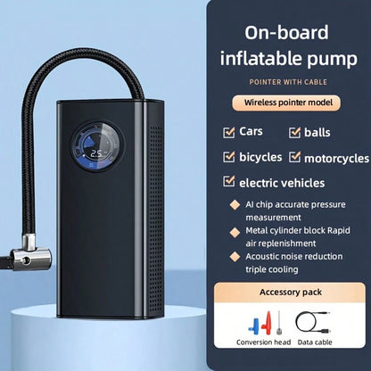 Portable Car Tire Air Pump 150PSl Digital Display Air Pump, With LED Lighting, Wireless Usb Charging, Compact And Lightweight, Suitable For Portable Emergency Equipment Such As Bicycles And Car Balls