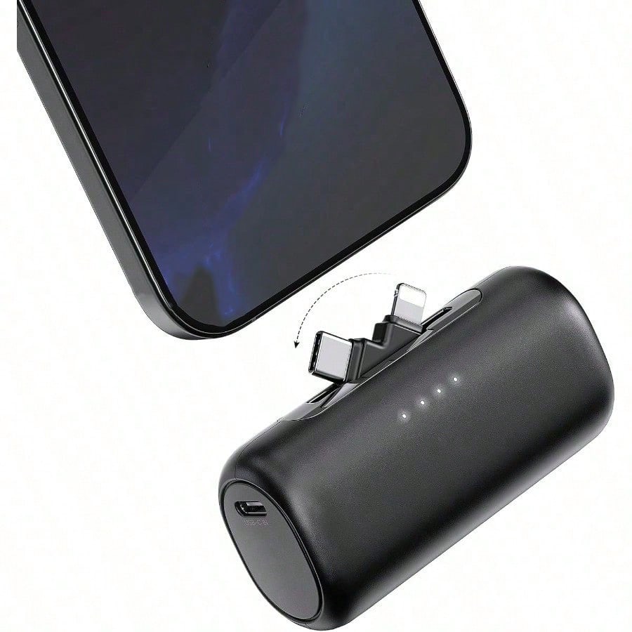 Portable Charger For IPhone, Equipped With A 2-In-1 Interface, 5000mAh Compact Power Bank, Compatible With IPhone 17/16/15/14/13/12/11 Series, S25/24, Android, Pink, Suitable For Summer Outdoor Travel