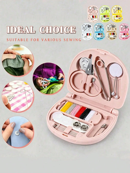 Portable Mini Sewing Box Small Sewing Kit Multi-Function Sewing Tool Set- Perfect Gift For Beginner Sewers: Sewing Kit- Foldable, DIY Sewing Supplies And Accessories, Designed For Travelers And Emer