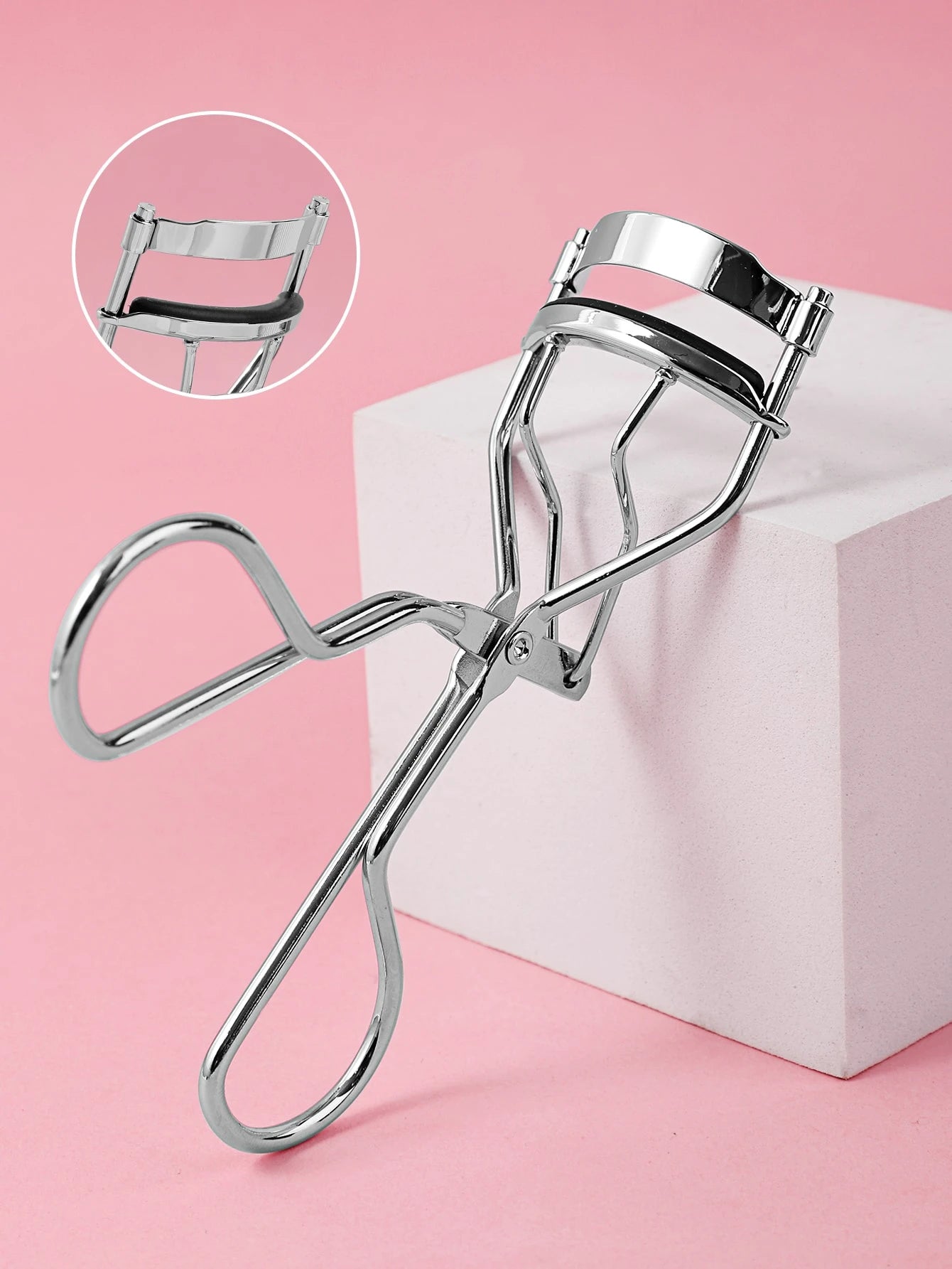 Portable Silver Eyelash Curler With 5 Silicone Pads, 1 Eyelash Curler, Long-Lasting Shaping For Bigger Eyes, Non-Damaging To Lashes, Suitable For Daily Makeup Eyelash Curling,Makeup,Cheap,Room Decor,V