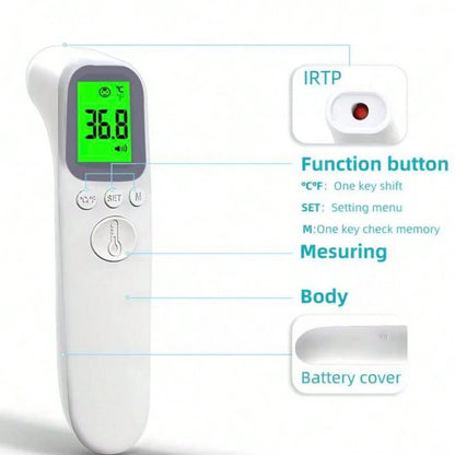 Portable Temperature Thermometer Forehead Digital Non-Contact Thermomete LED Display Fever Measure Tool Surface/Body Mode Digital Thermometer Forehead Thermometer Ear Thermometer