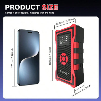 Portable Tire Inflator Air Compressor, Cordless Fast Inflation Pump With Digital Display & MultiNozzle Adapters, Built-In Long-Lasting Lithium Battery, For Car Motorcycle Bike Tires & Balls,Auto Acces