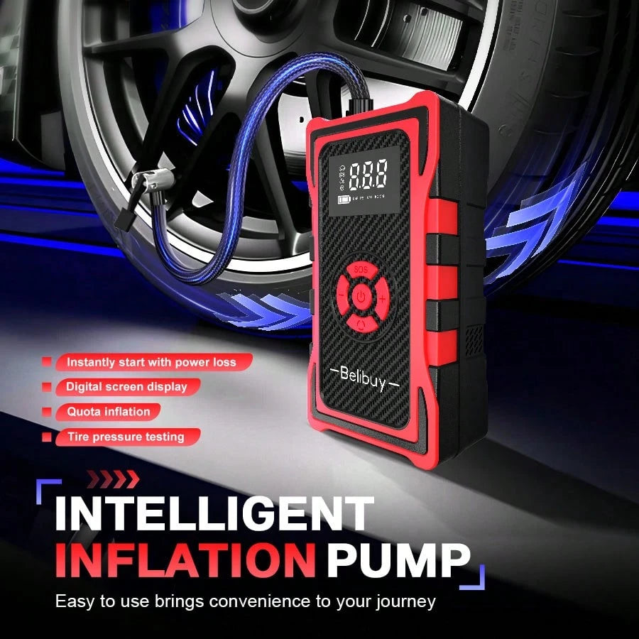 Portable Tire Inflator Air Compressor, Cordless Fast Inflation Pump With Digital Display & MultiNozzle Adapters, Built-In Long-Lasting Lithium Battery, For Car Motorcycle Bike Tires & Balls,Auto Acces
