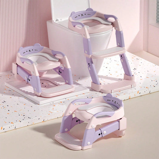 Potty Training Seat With Step Stool Ladder, 3-In-1 Toddler Toilet Seat And Potty Chair With Splash Guard, Anti-Slip Pad Adjustable