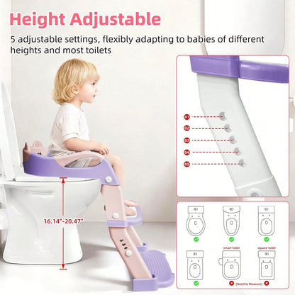 Potty Training Seat With Step Stool Ladder, 3-In-1 Toddler Toilet Seat And Potty Chair With Splash Guard, Anti-Slip Pad Adjustable