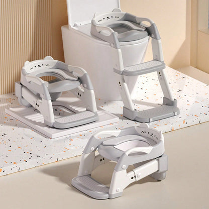 Potty Training Seat With Step Stool Ladder, 3-In-1 Toddler Toilet Seat And Potty Chair With Splash Guard, Anti-Slip Pad Adjustable