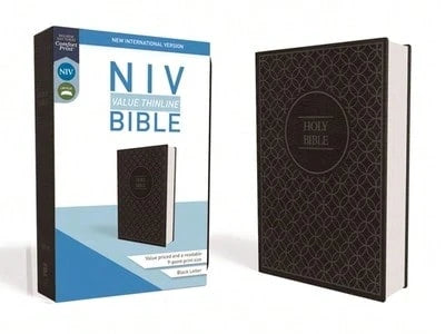 Pre-Owned NIV, Value Thinline Bible, Imitation Leather, Gray/Black (Hardcover) By Zondervan