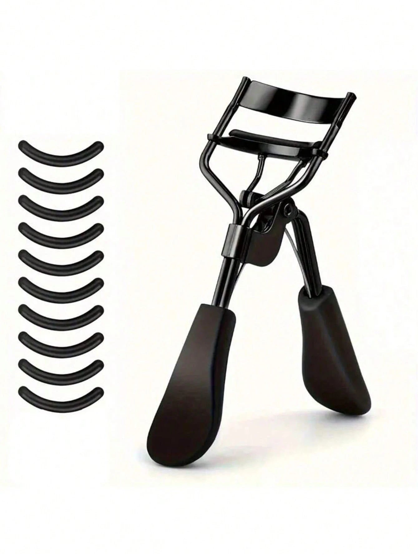 Premium Black Eyelash Curler With Replacement Pads- Easy To Use Beauty Tool, Essential Eyelash Curler, Portable & Comfortable, Suitable For All Eye Shapes & Lash Lengths, Quickly Curls Lashes, Beauty