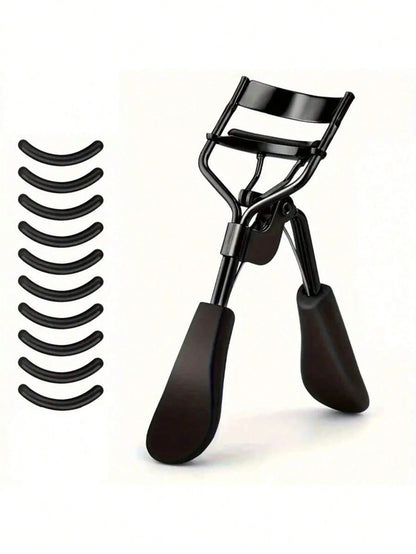 Premium Black Eyelash Curler With Replacement Pads- Easy To Use Beauty Tool, Essential Eyelash Curler, Portable & Comfortable, Suitable For All Eye Shapes & Lash Lengths, Quickly Curls Lashes, Beauty