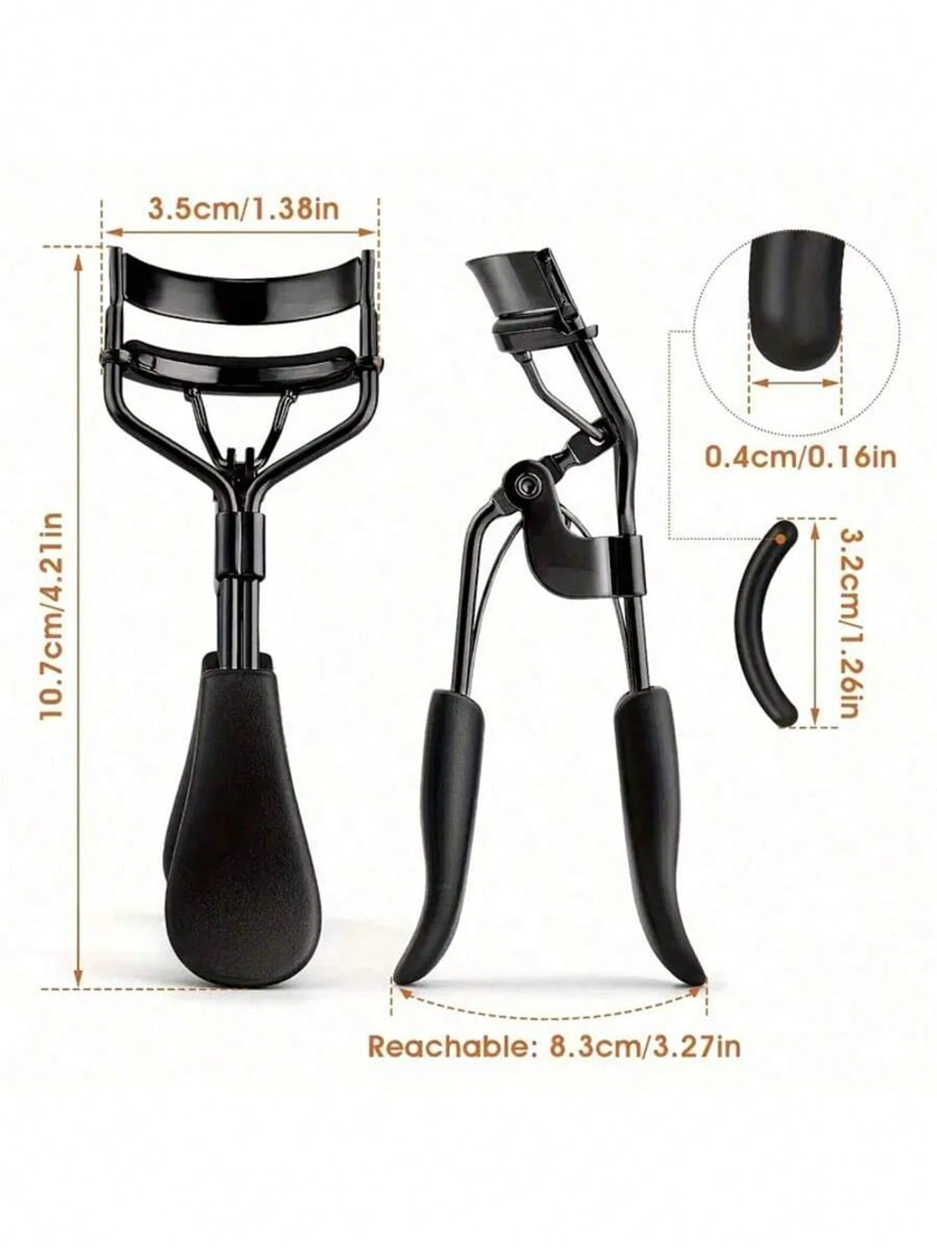 Premium Black Eyelash Curler With Replacement Pads- Easy To Use Beauty Tool, Essential Eyelash Curler, Portable & Comfortable, Suitable For All Eye Shapes & Lash Lengths, Quickly Curls Lashes, Beauty