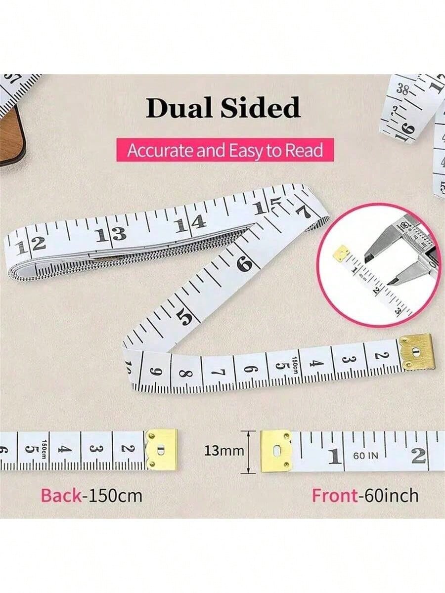 Premium Dual-Scale Inches & Centimeters Sewing Tape Measure, Soft Flexible Body Measurement Tailor Ruler For Weight Loss, Medical Care, Sewing & Crafts, Reverse Side Marked With 150cm Scale,Back To Sc