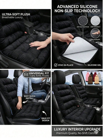 Premium Soft Car Seat Pad With Backrest, **Quick-Install Non-Slip** Interior Cover, **Snug Fit** Universal Seat Protector For Most Vehicles, All-Season Comfort (1 PC)