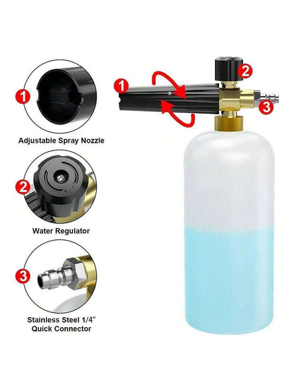 Pressure Washer Gun Car Washing Gun With 5pcs Soap Spray Nozzles 14mm M22 Socket 1/4" Quick Release Snow Foam Gun Car Water Gun