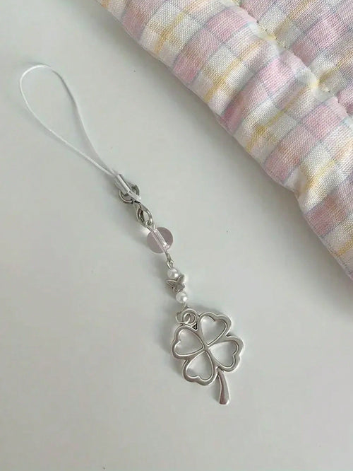 Pretty Girl's Handmade Beaded Four-Leaf Clover And Butterfly Bag Charm Phone Keychain Gifts For Mother, Family, Friends, Birthday, Holiday Phone Charm, Phone Chain