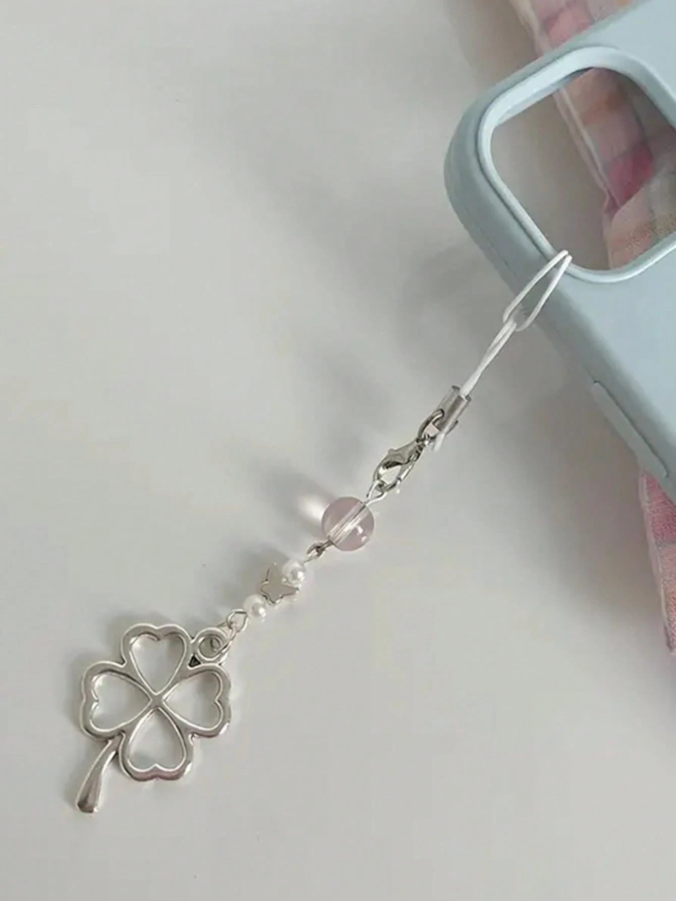Pretty Girl's Handmade Beaded Four-Leaf Clover And Butterfly Bag Charm Phone Keychain Gifts For Mother, Family, Friends, Birthday, Holiday Phone Charm, Phone Chain