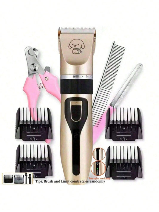 Professional Dog Grooming Kit, Quiet Dog Clipper Set, USB Rechargeable Wireless Pet Grooming Tool For Cats And Dogs