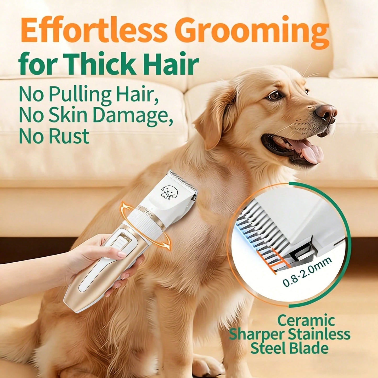 Professional Dog Grooming Kit, Quiet Hair Clippers Set For Dog, USB Rechargeable Cat Pets Cordless Dog Grooming Tools