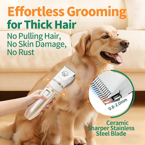 Professional Dog Grooming Kit, Quiet Hair Clippers Set For Dog, USB Rechargeable Cat Pets Cordless Dog Grooming Tools
