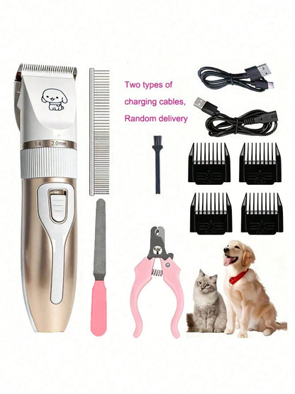 Professional Dog Grooming Kit, Quiet Hair Clippers Set For Dog, USB Rechargeable Cat Pets Cordless Dog Grooming Tools