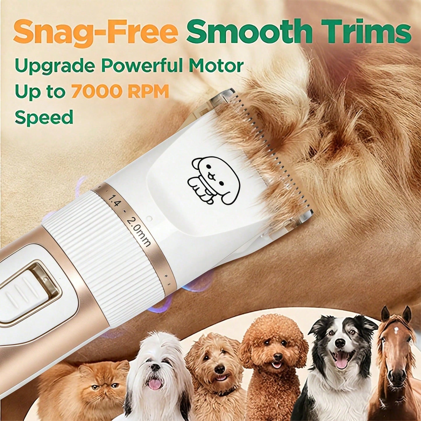 Professional Dog Grooming Kit, Quiet Hair Clippers Set For Dog, USB Rechargeable Cat Pets Cordless Dog Grooming Tools
