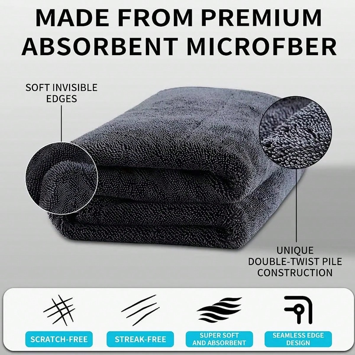 Professional Grade Ultra-Fine Microfiber Car Towel Vehicle Cleaning Towel Car Cleaning Drying Super Absorbent Car Window Cleaning Towel Car Detailing Cleaning Product Absorbent Towel Durable Cleaning