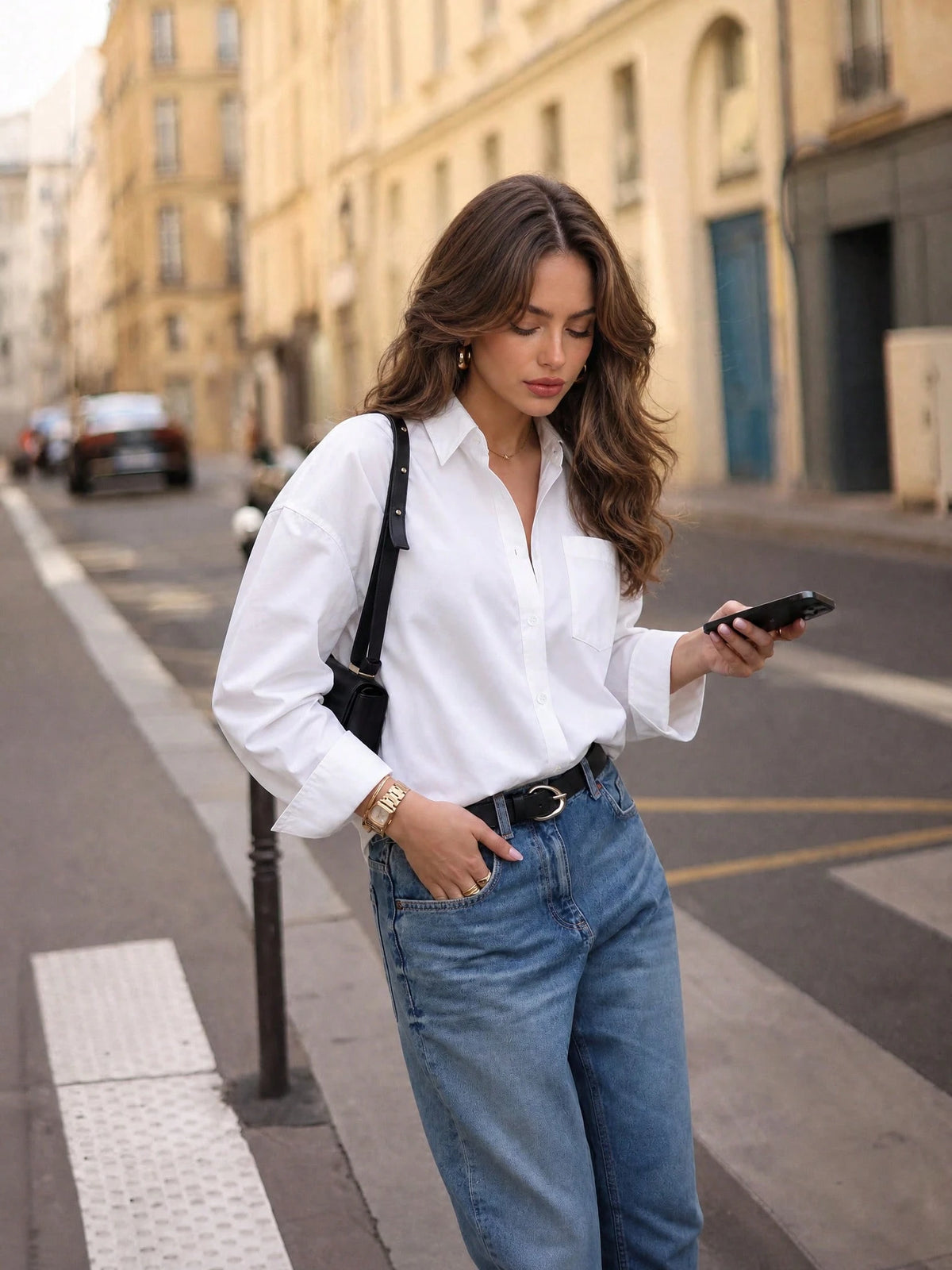 QIANZHIDU Elva Women's Solid Color Loose Long Sleeve Business Interview Commute Casual Minimalist Shirt, Suitable For Back To School, Graduation, Office, Spring Summer Autumn Wear, Simple And Elegant