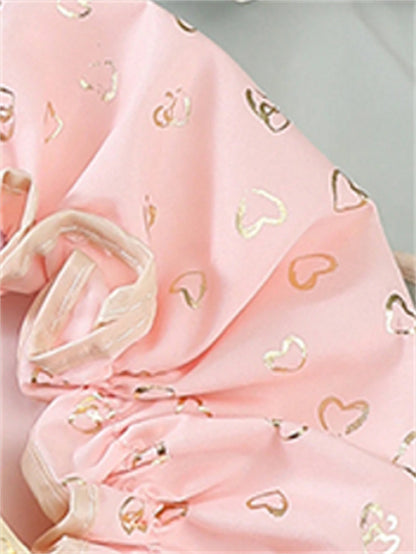 QINGMYU 2-Layer Waterproof Shower Cap, Fashionable Foil Heart Print