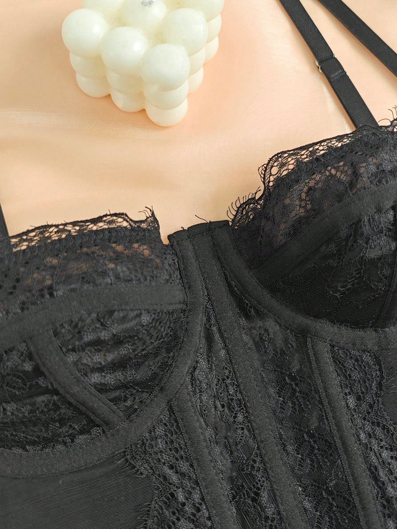 RAHQ 1pc Women's Fashionable Lace Trim Tight Fitting Bustier Crop Top, Sexy Bodycon Camisole Top Corset Top, Suitable For Party, Travel, Gathering, Christmas, Valentine's Day, Halloween Casual Black S