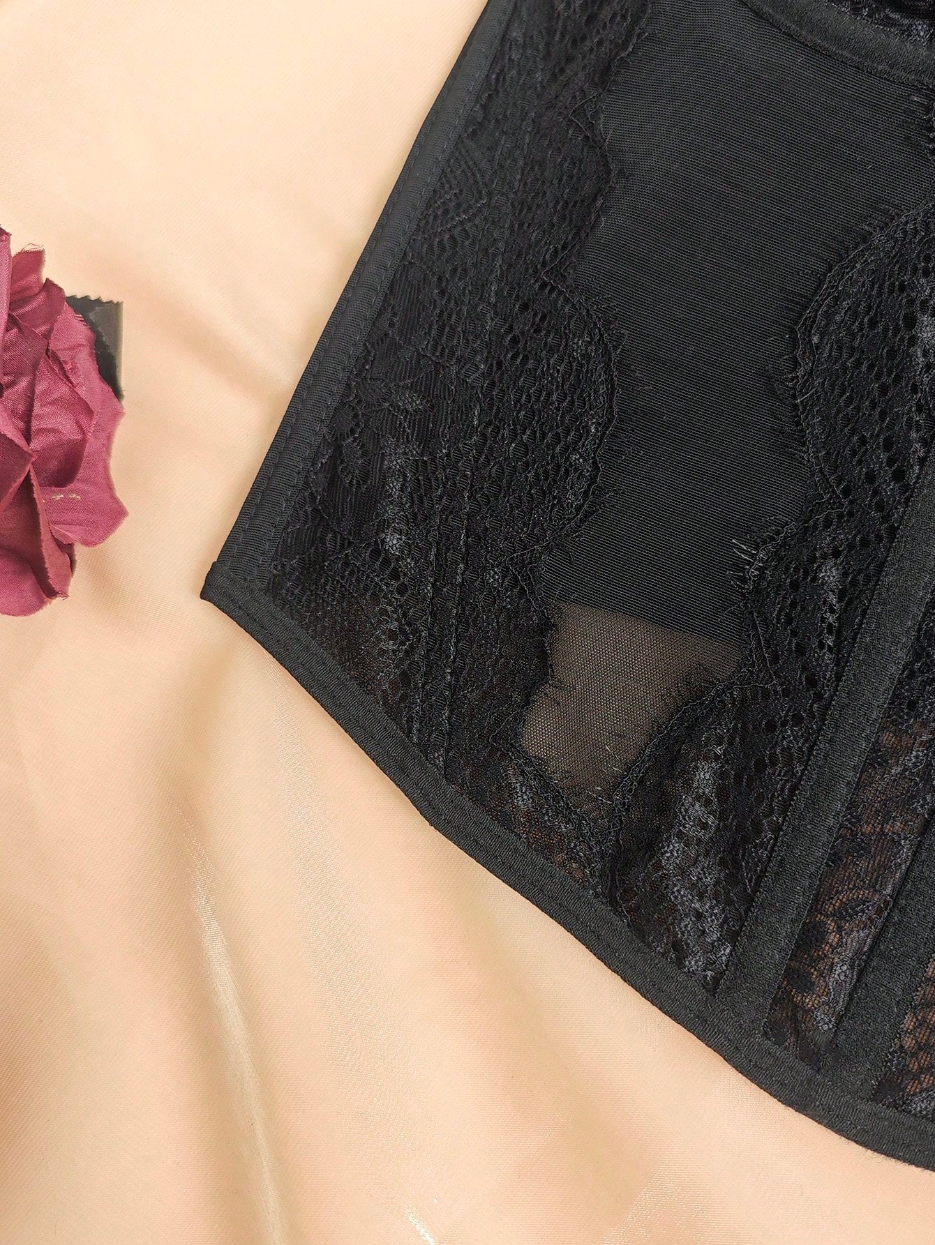 RAHQ 1pc Women's Fashionable Lace Trim Tight Fitting Bustier Crop Top, Sexy Bodycon Camisole Top Corset Top, Suitable For Party, Travel, Gathering, Christmas, Valentine's Day, Halloween Casual Black S