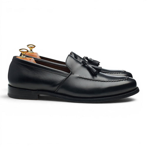 'Ramsden' Black Leather Tassel Loafers UK 10 F