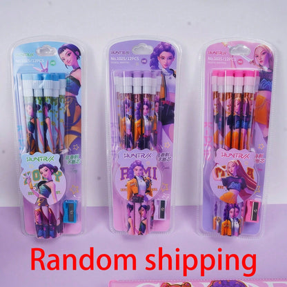 Random Colored Anime Character Wooden Pencil With Pencil Sharpener, Student Writing HB Pencil, Office And Drawing Supplies, Random Colored Eraser Cap, School Supplies, Back To School, Random Shipment
