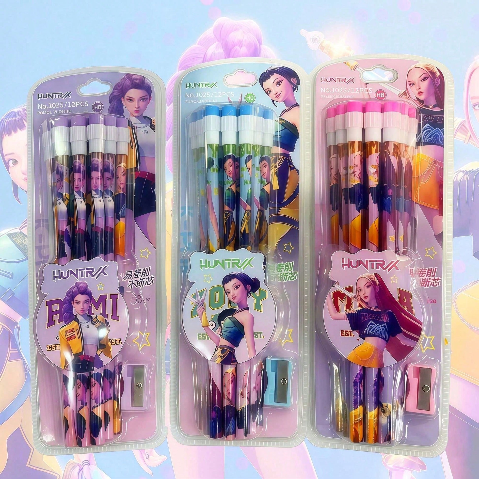 Random Colored Anime Character Wooden Pencil With Pencil Sharpener, Student Writing HB Pencil, Office And Drawing Supplies, Random Colored Eraser Cap, School Supplies, Back To School, Random Shipment