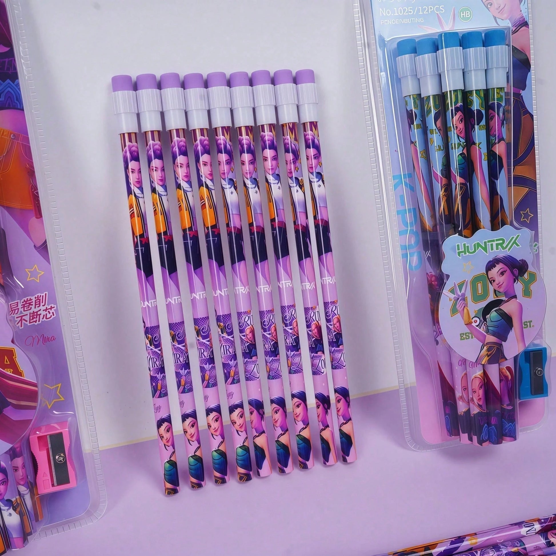 Random Colored Anime Character Wooden Pencil With Pencil Sharpener, Student Writing HB Pencil, Office And Drawing Supplies, Random Colored Eraser Cap, School Supplies, Back To School, Random Shipment
