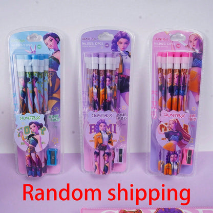 Random Colored Anime Character Wooden Pencil With Pencil Sharpener, Student Writing HB Pencil, Office And Drawing Supplies, Random Colored Eraser Cap, School Supplies, Back To School, Random Shipment