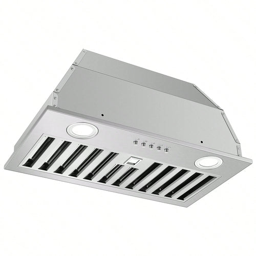 Range Hood Insert 20 Inch Stainless Steel With Baffle Filters, 600 CFM Built-In Kitchen Hood, Ducted/Ductless Convertible Vent Hood GU10 LED, 3 Speed Stove Exhaust Fan, Push Button Control