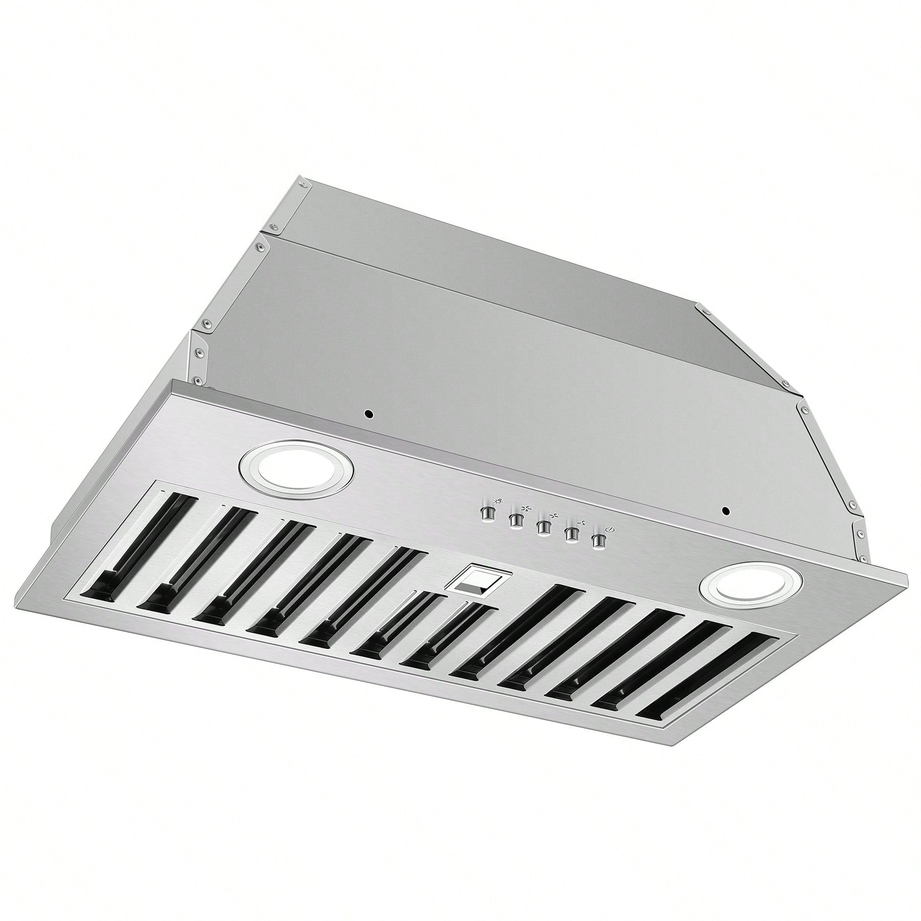 Range Hood Insert 20 Inch Stainless Steel With Baffle Filters, 600 CFM Built-In Kitchen Hood, Ducted/Ductless Convertible Vent Hood GU10 LED, 3 Speed Stove Exhaust Fan, Push Button Control