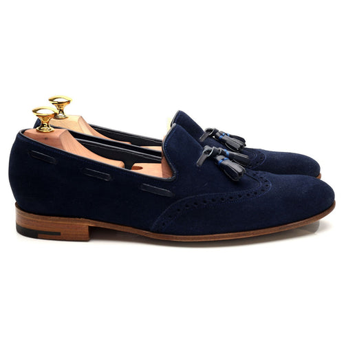 'Ray' Navy Blue Suede Tassel Loafers UK 7.5 F
